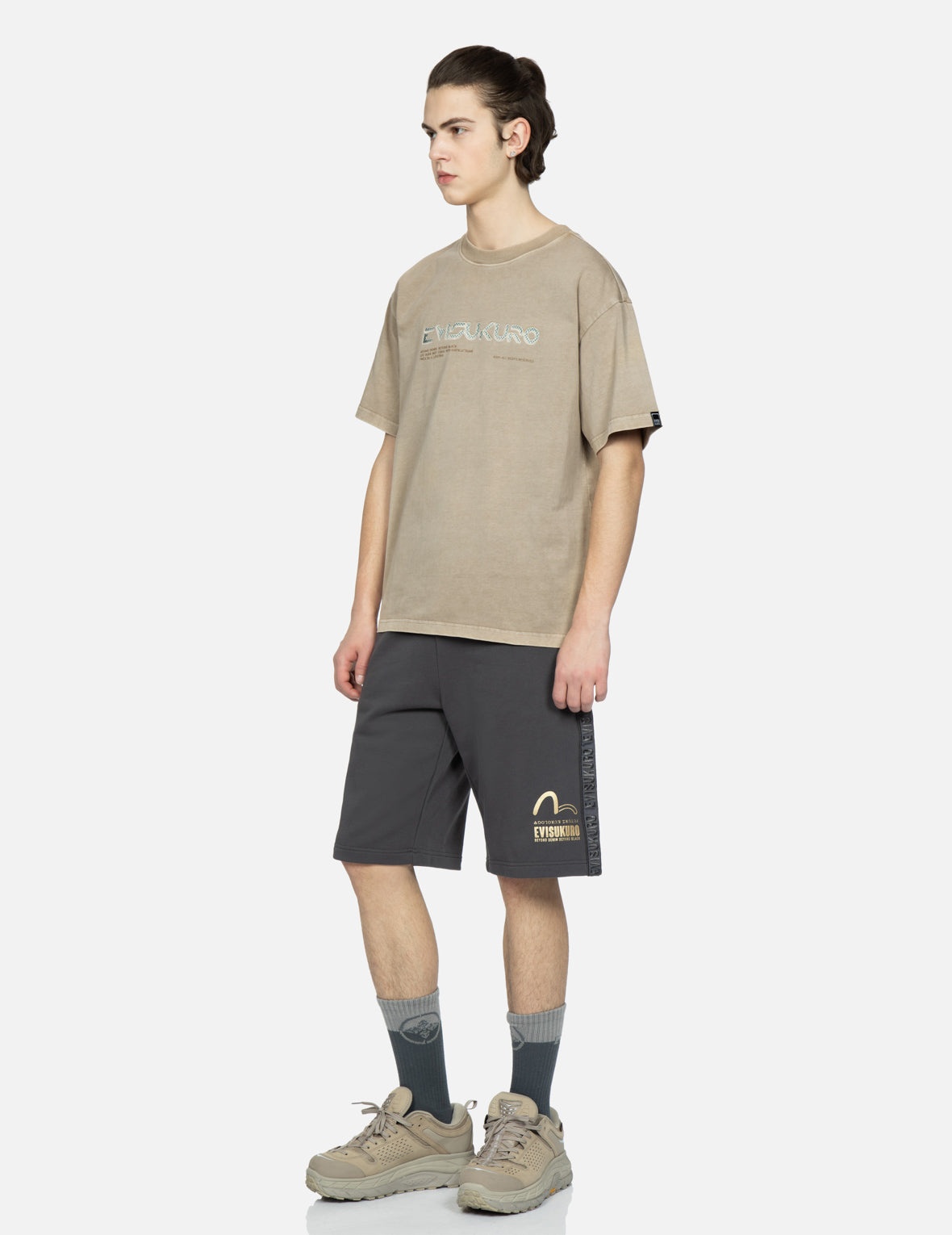 Metallic Stud Textured Logo Print T-shirt - 3