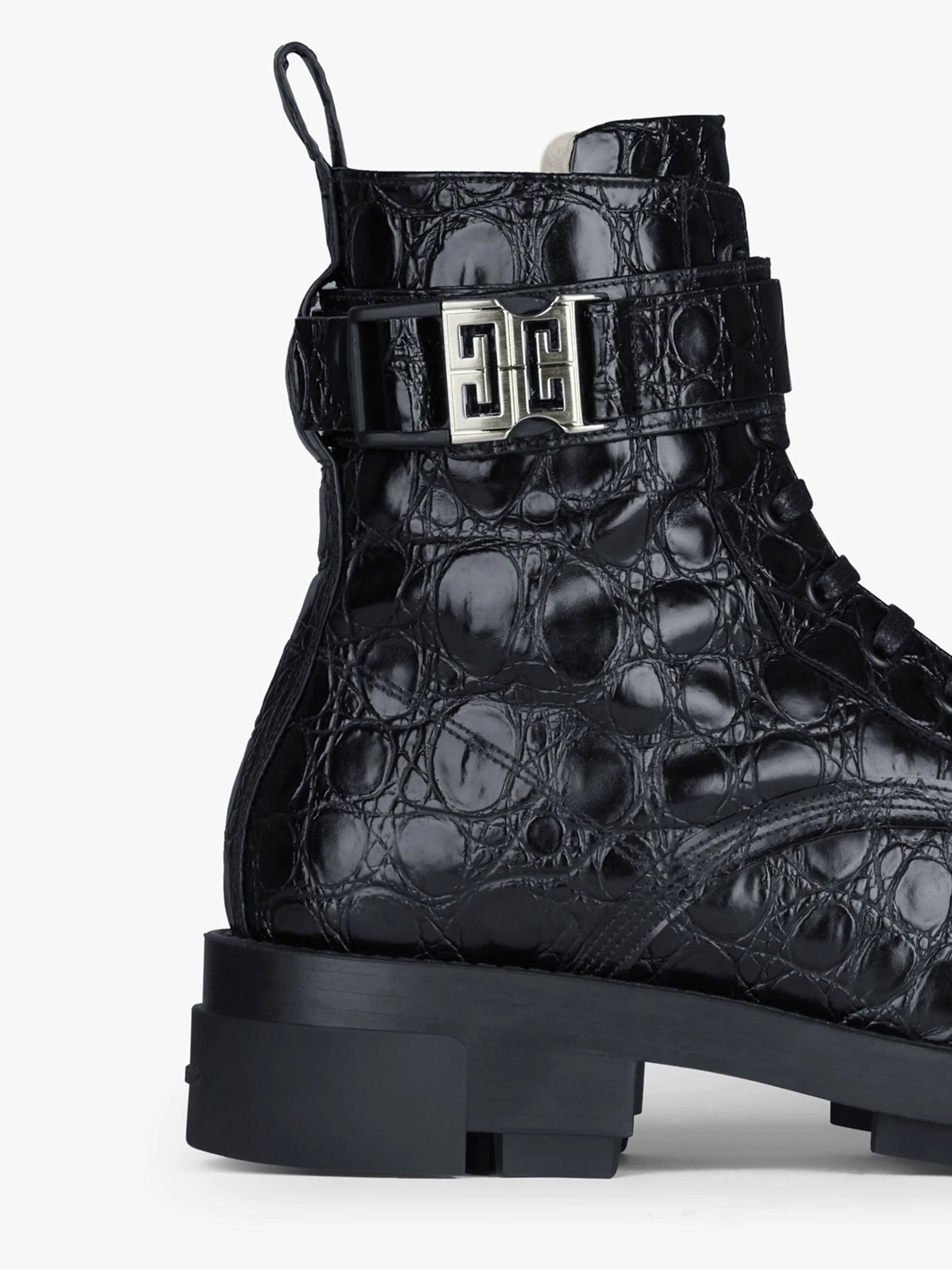 TERRA BOOTS IN CROCODILE EFFECT LEATHER WITH 4G BUCKLE - 5