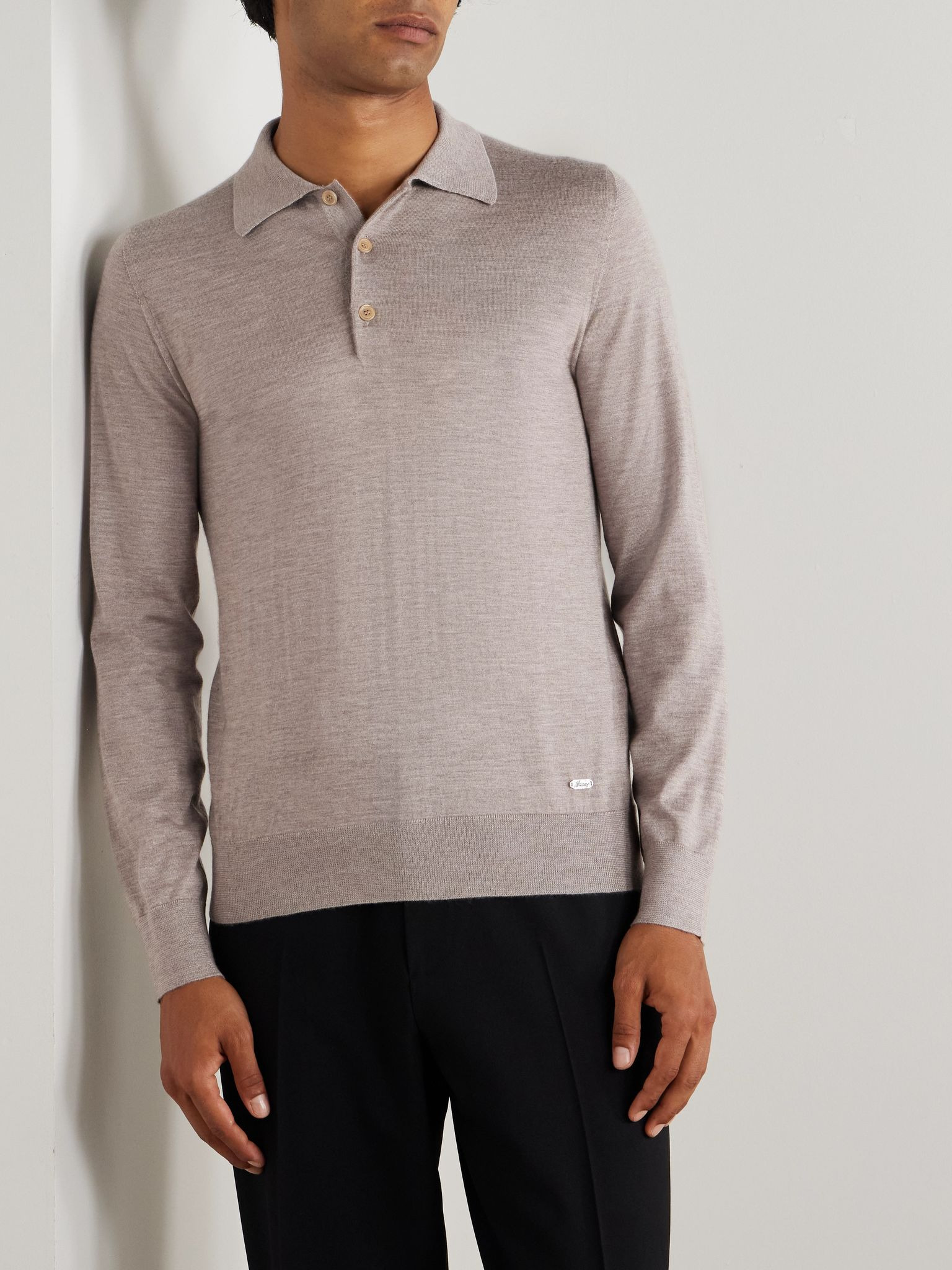 Cashmere and Silk-Blend Polo Shirt Beige - 3