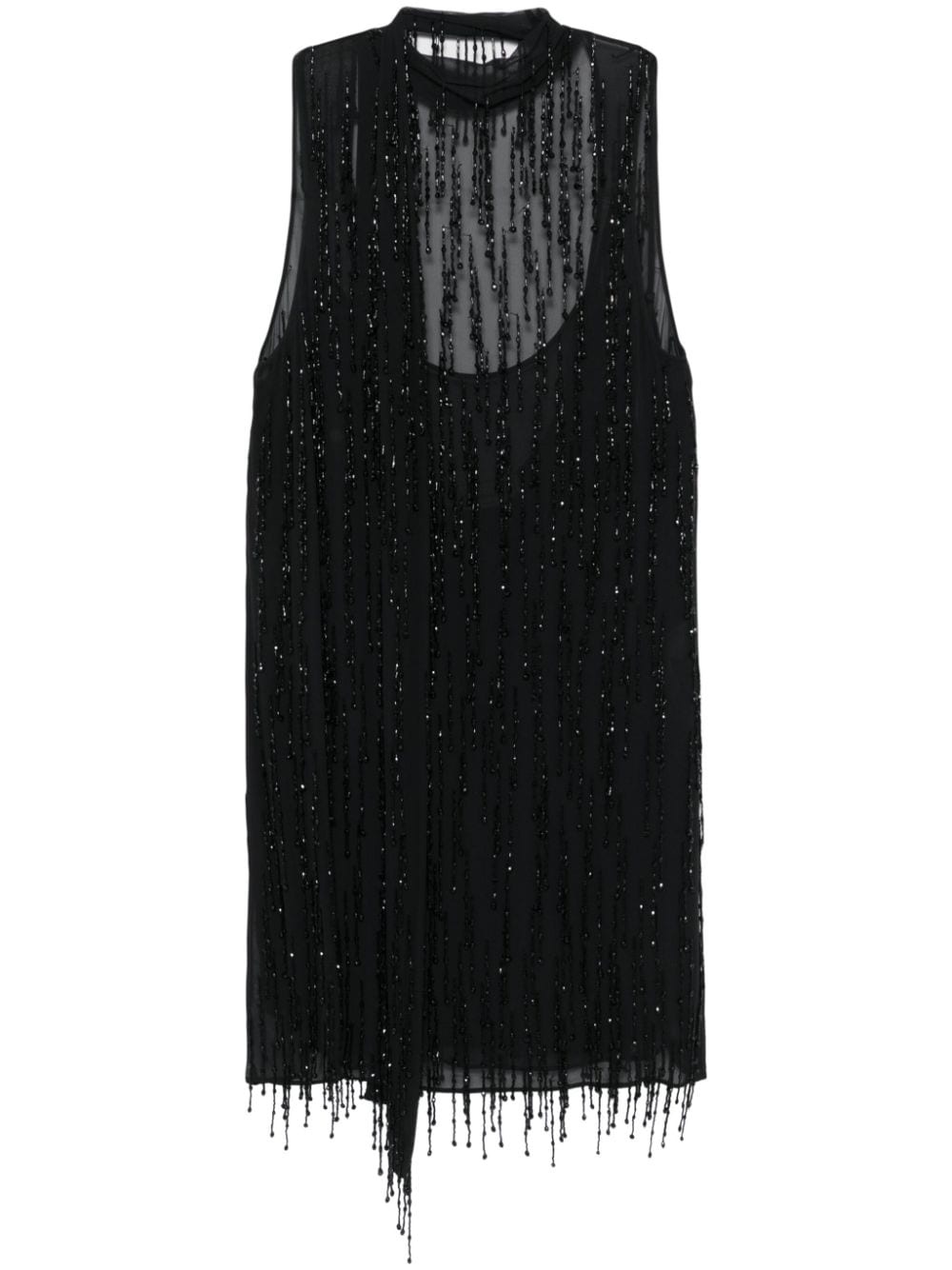 bead-embellished georgette mini dress - 1