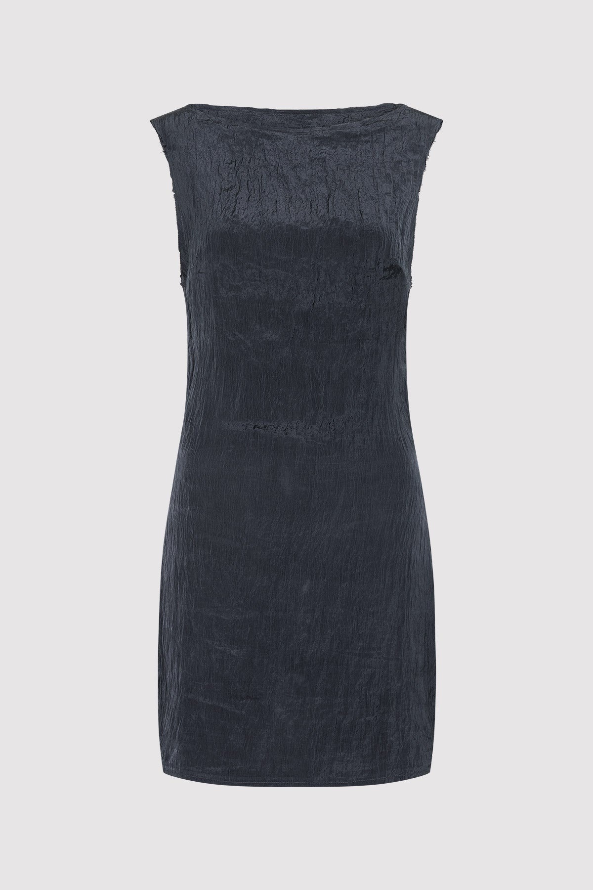Textured Open Back Mini Dress - Ink - 5