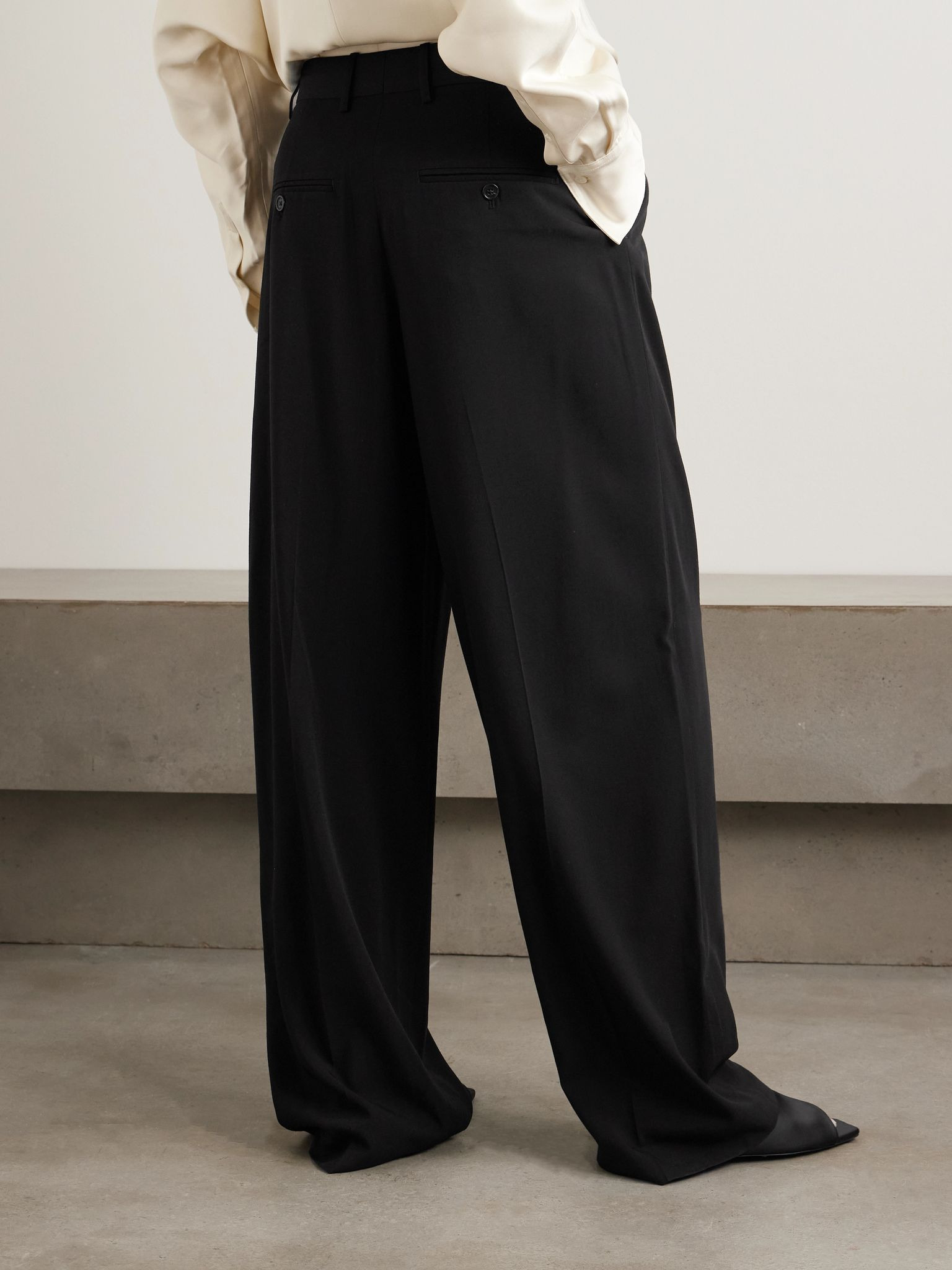 Woven wide-leg pants Black - 3