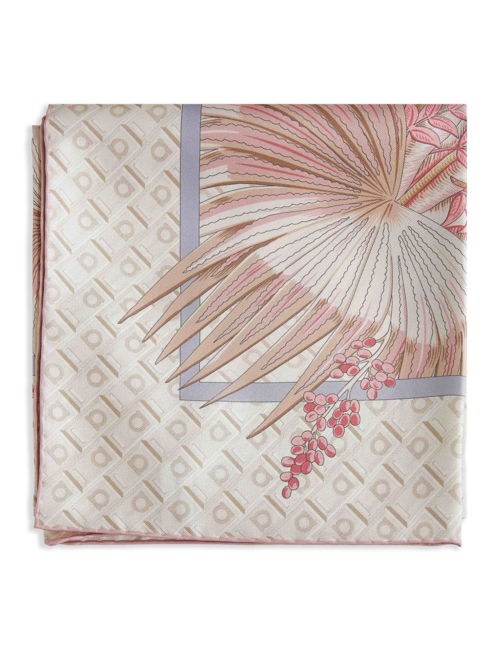 floral-motif silk scarf - 1