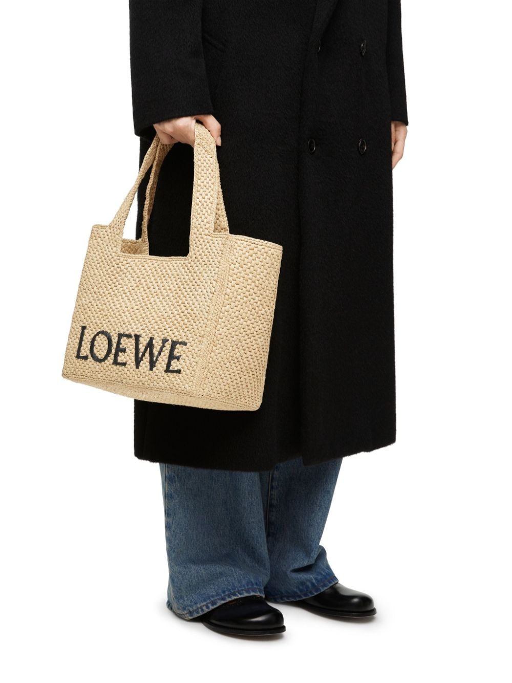 Medium LOEWE Font Tote in raffia - 2