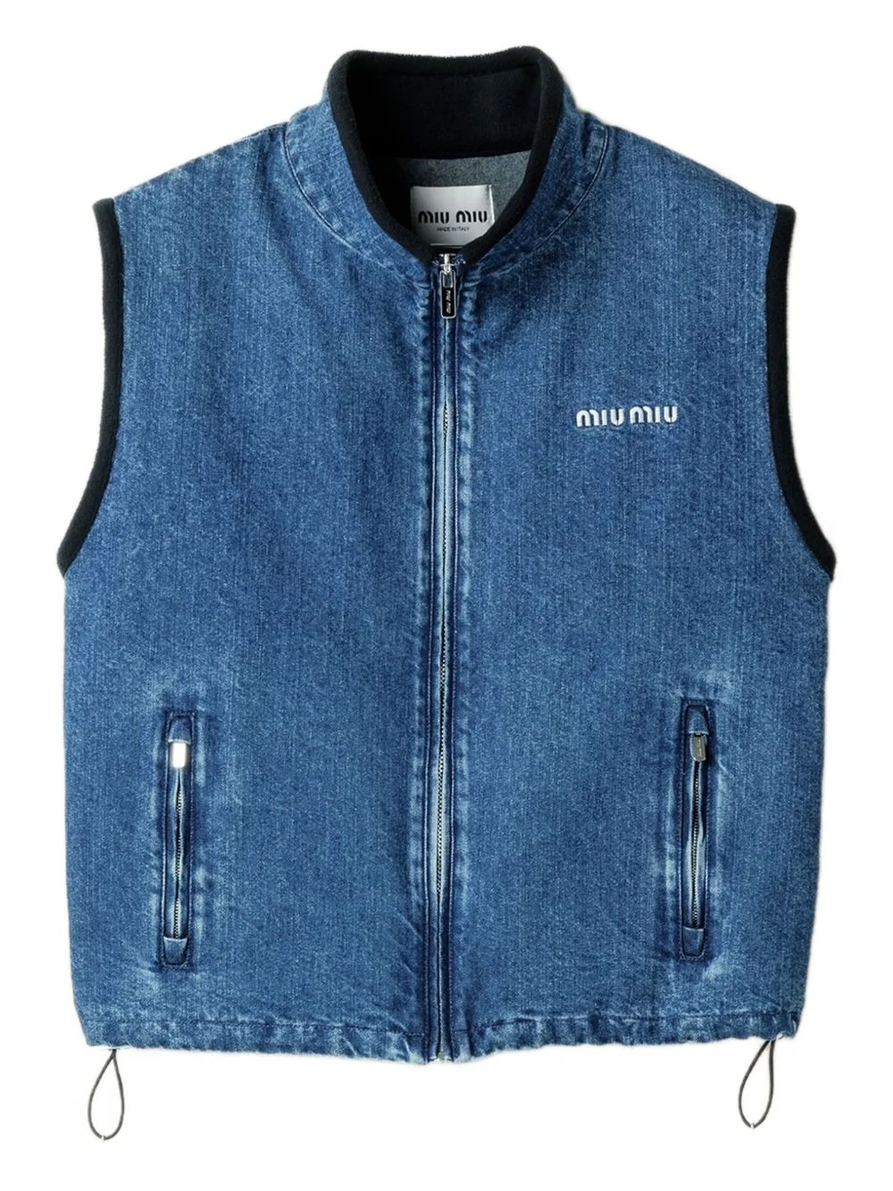 cashmere denim blouson vest - 1