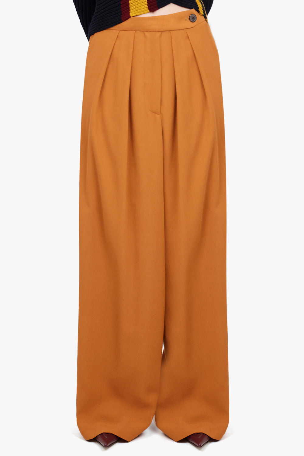 WIDE LEG TAILORED PANT | LIGHT RUST - 3