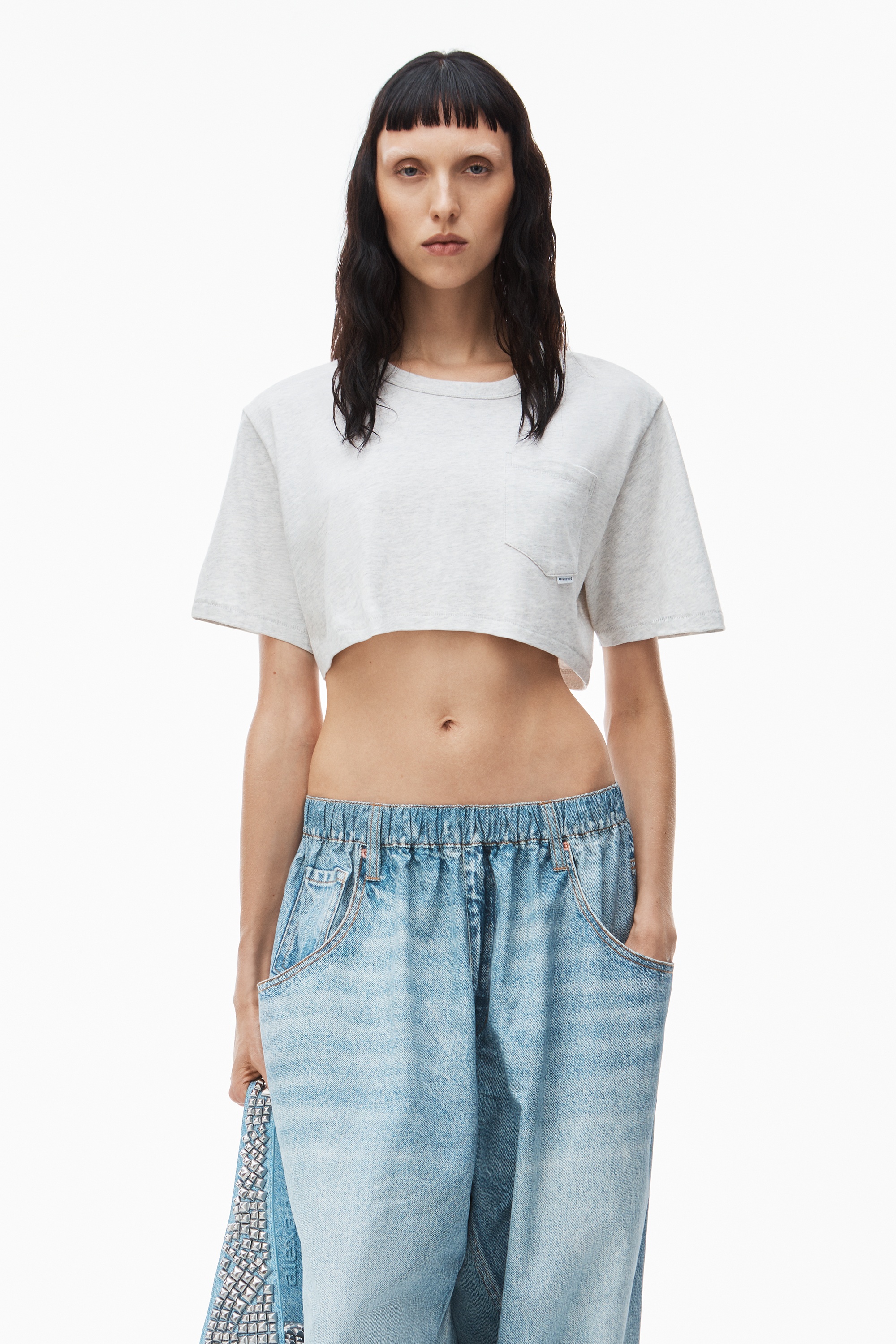 CROP POCKET TEE IN HIGH TWIST JERSEY - 2