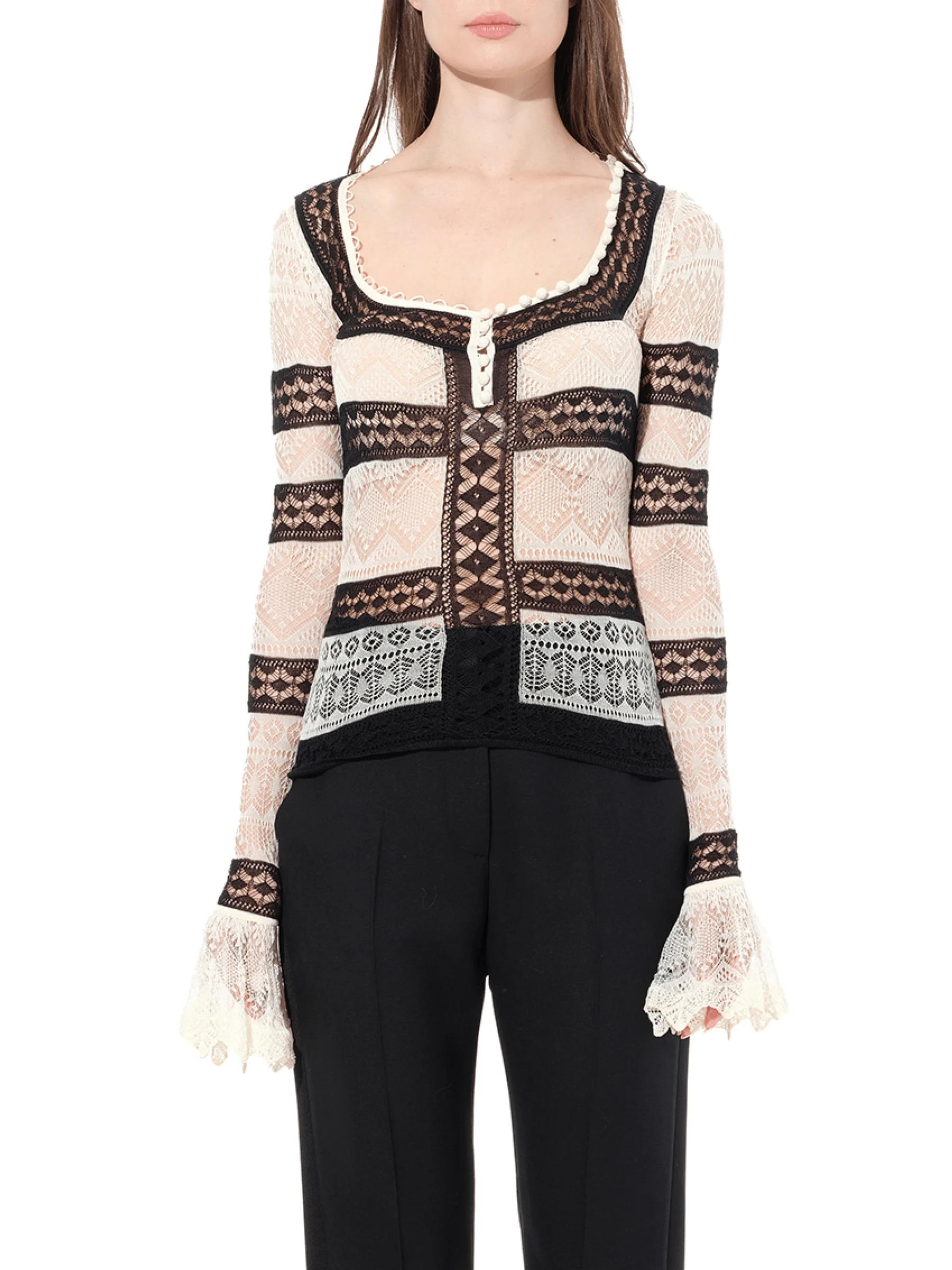 Scoop Neck Long Sleeve in Multicolor - 1