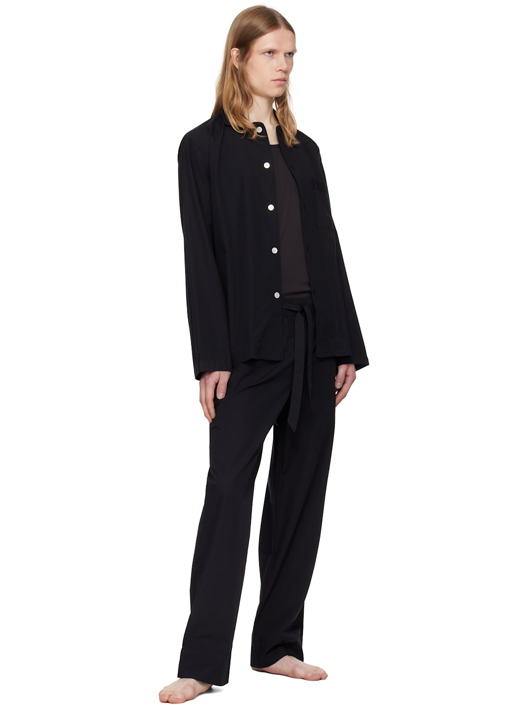 Black Poplin Long-Sleeved Pyjama Shirt - 4