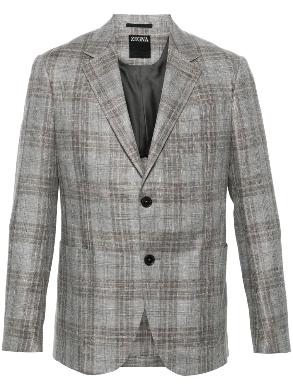 checked single-breasted blazer - 1