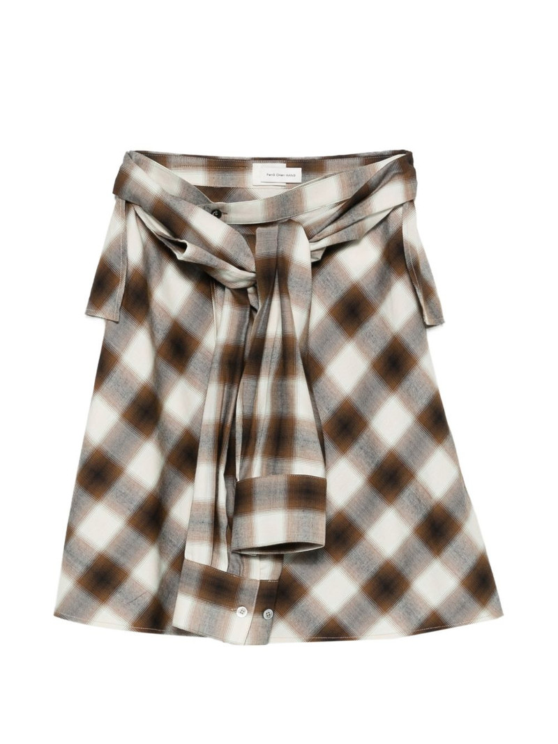 plaid-pattern tie-fastening mini skirt 1