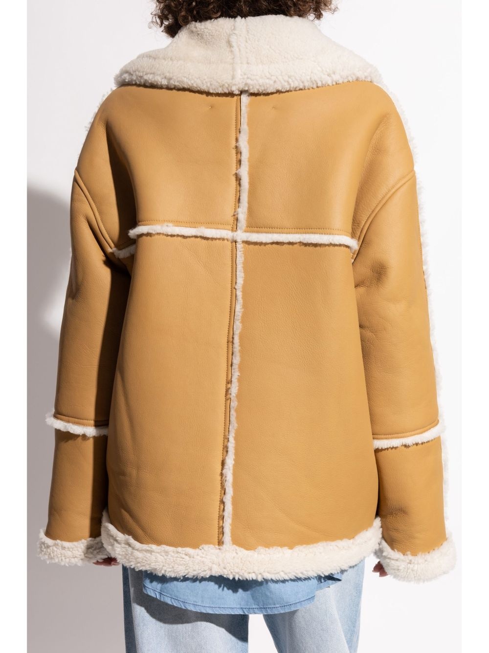 faux shearling-trim coat - 4