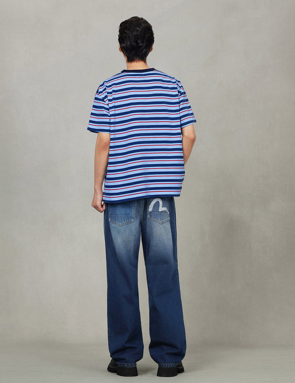 Hand-Drawn Seagull Print 3D Fit Jeans - 10