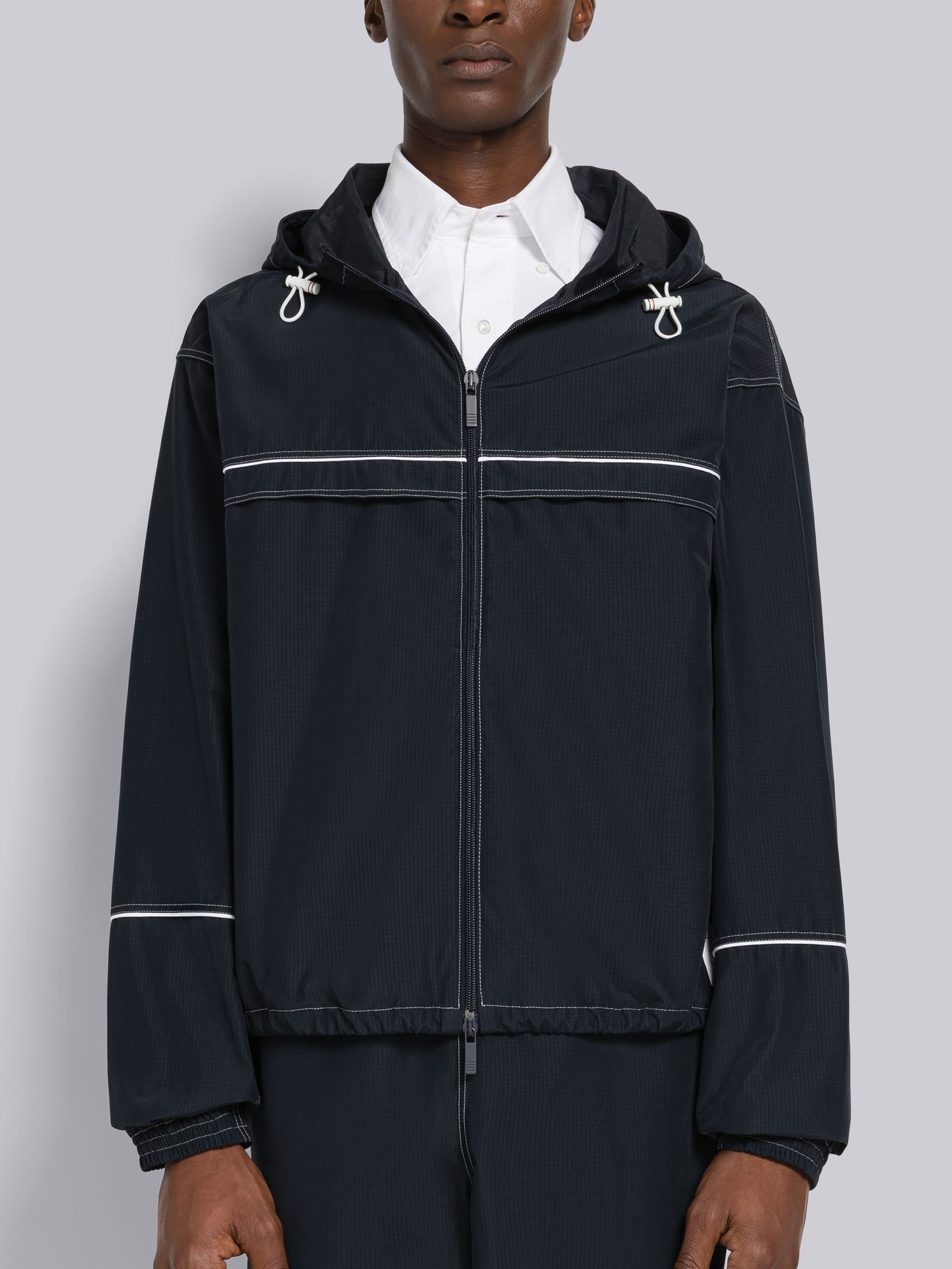 Ripstop Topstitch Oversized Track Jacket - 1