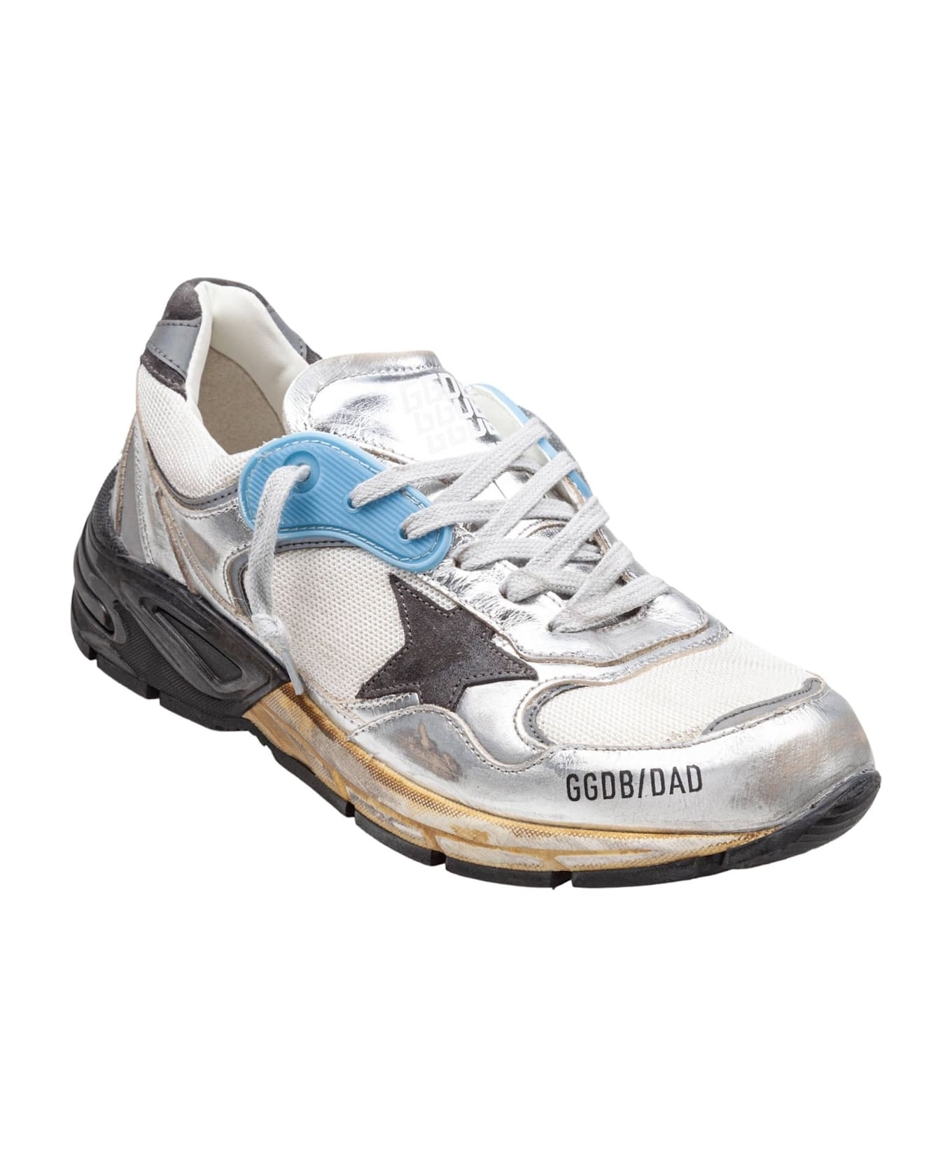 Golden Goose Dad-star Sneakers In Mesh And Laminated Leather Color Grey And Blackrunning - 2
