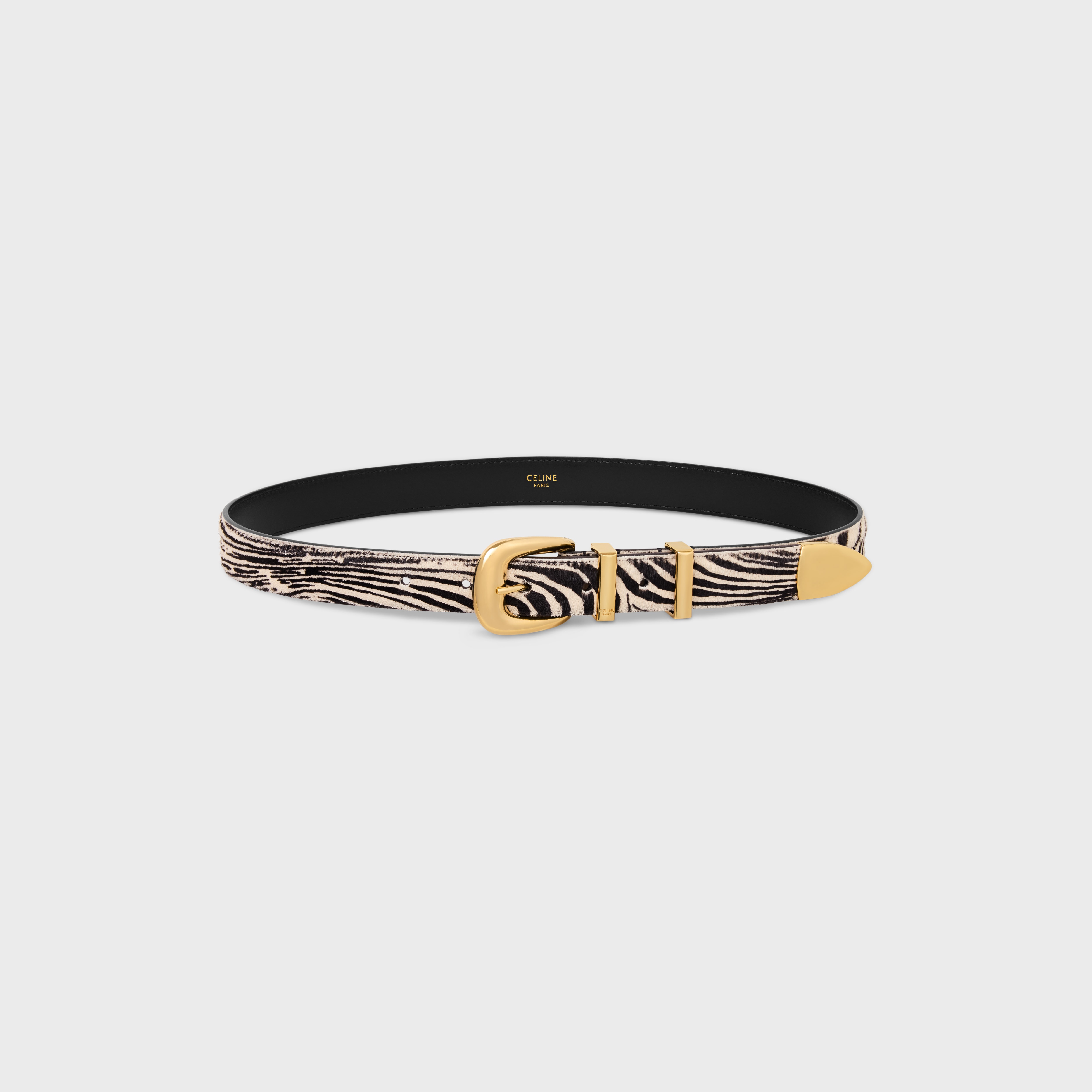 MEDIUM WESTERN BELT in ZEBRA PRINTED PONY CALFSKIN - 3