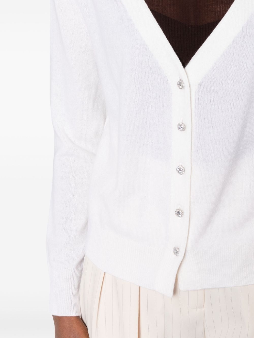 V-neck fine-knit cardigan - 5