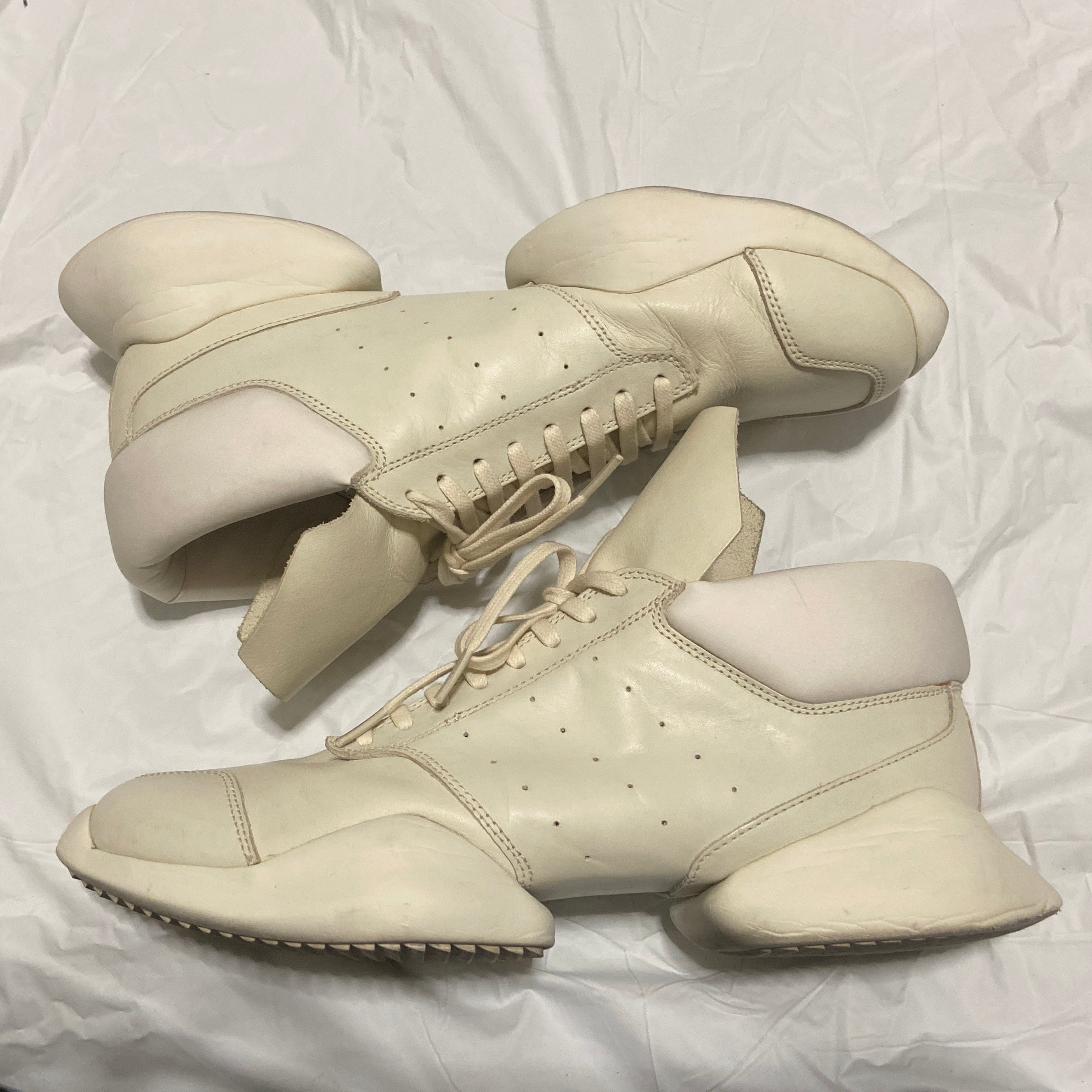 Rick owens adidas white leather suede runner 43.5 - 2