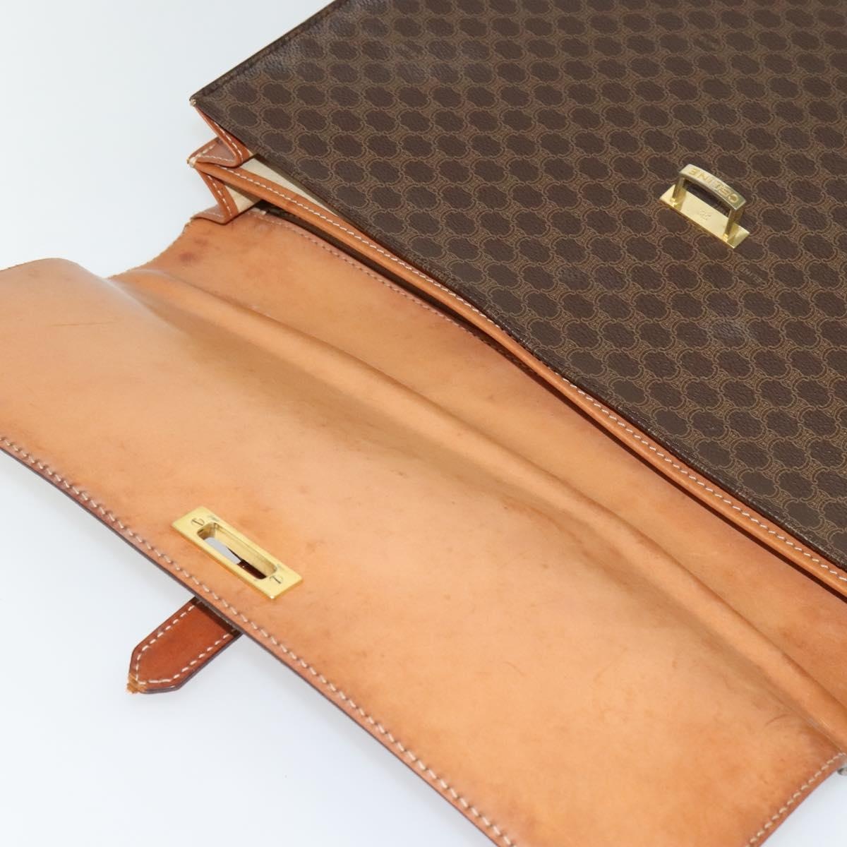 CELINE Macadam Canvas Business Bag Pvc Leather Brown Gold - 10