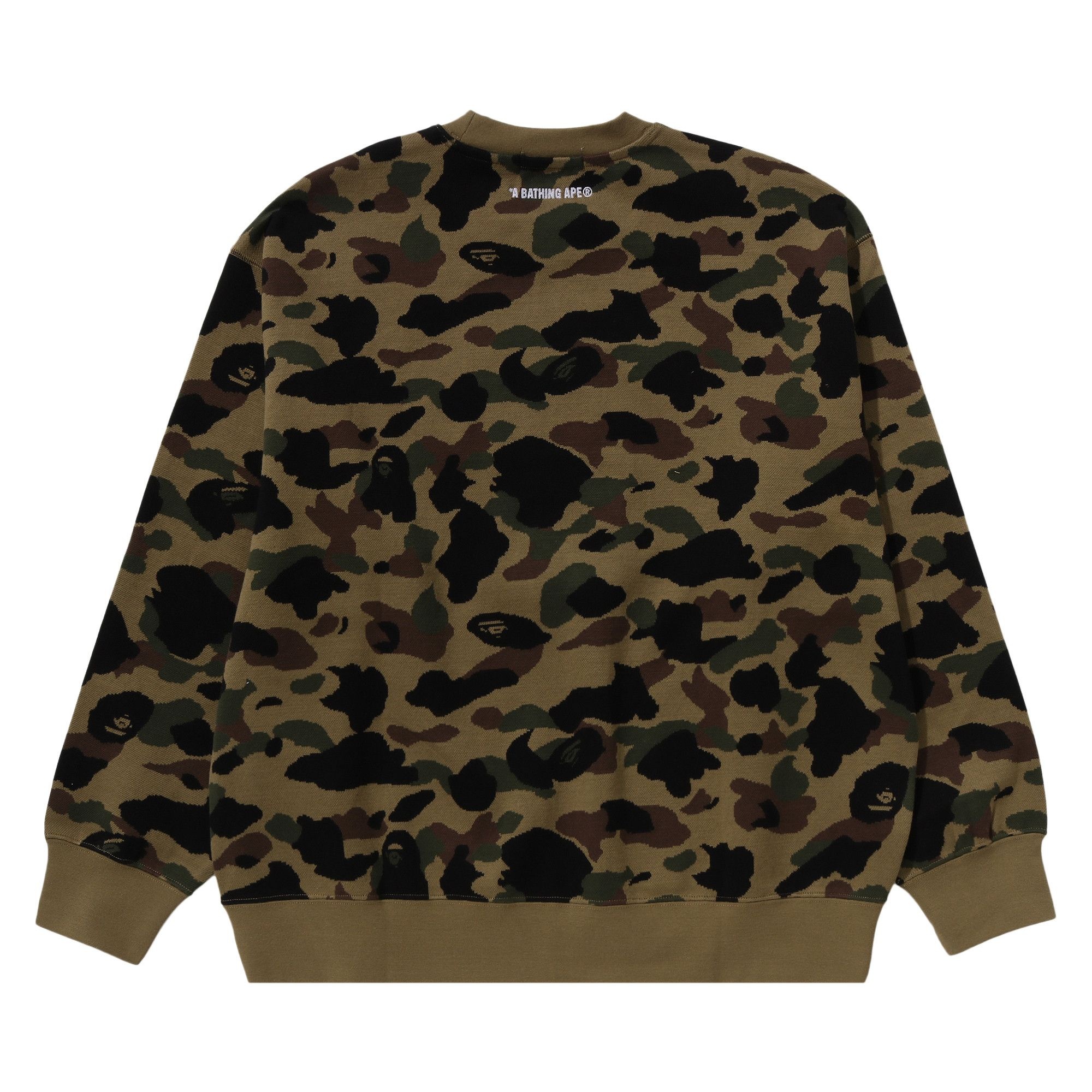 BAPE 1st Camo Jacquard College Relax Fit Crewneck Sweatshirt 'Green' - 2