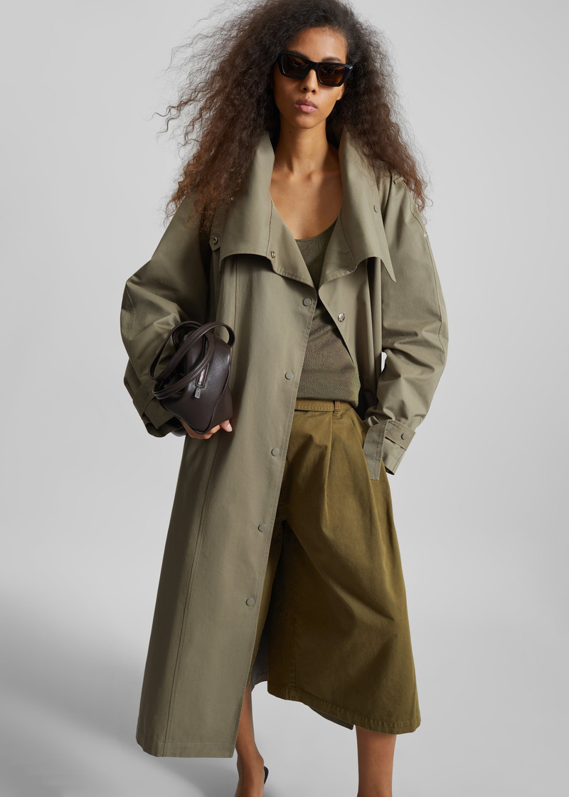 Lottie Wing Collar Trench Coat - Olive 3
