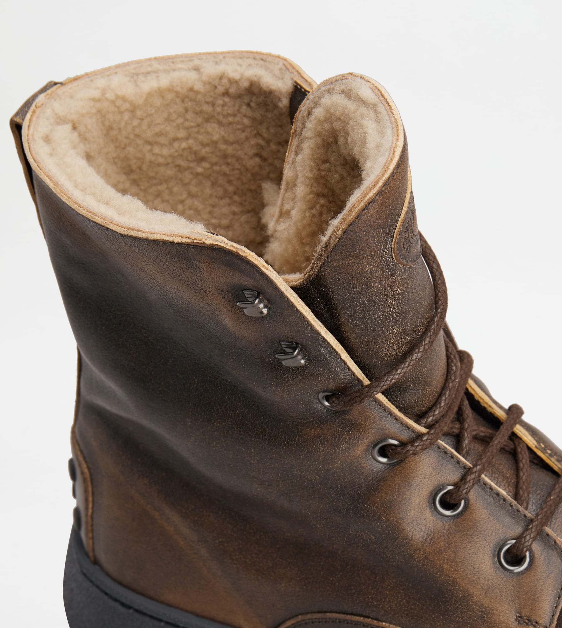 TOD'S W. G. LACE-UP ANKLE BOOTS IN LEATHER - BROWN - 7