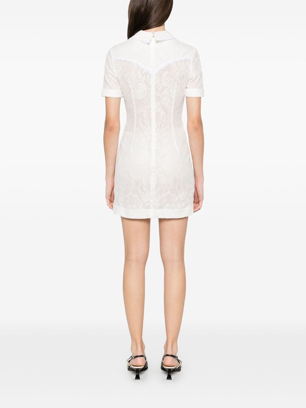 bow-detailing lace mini dress - 4