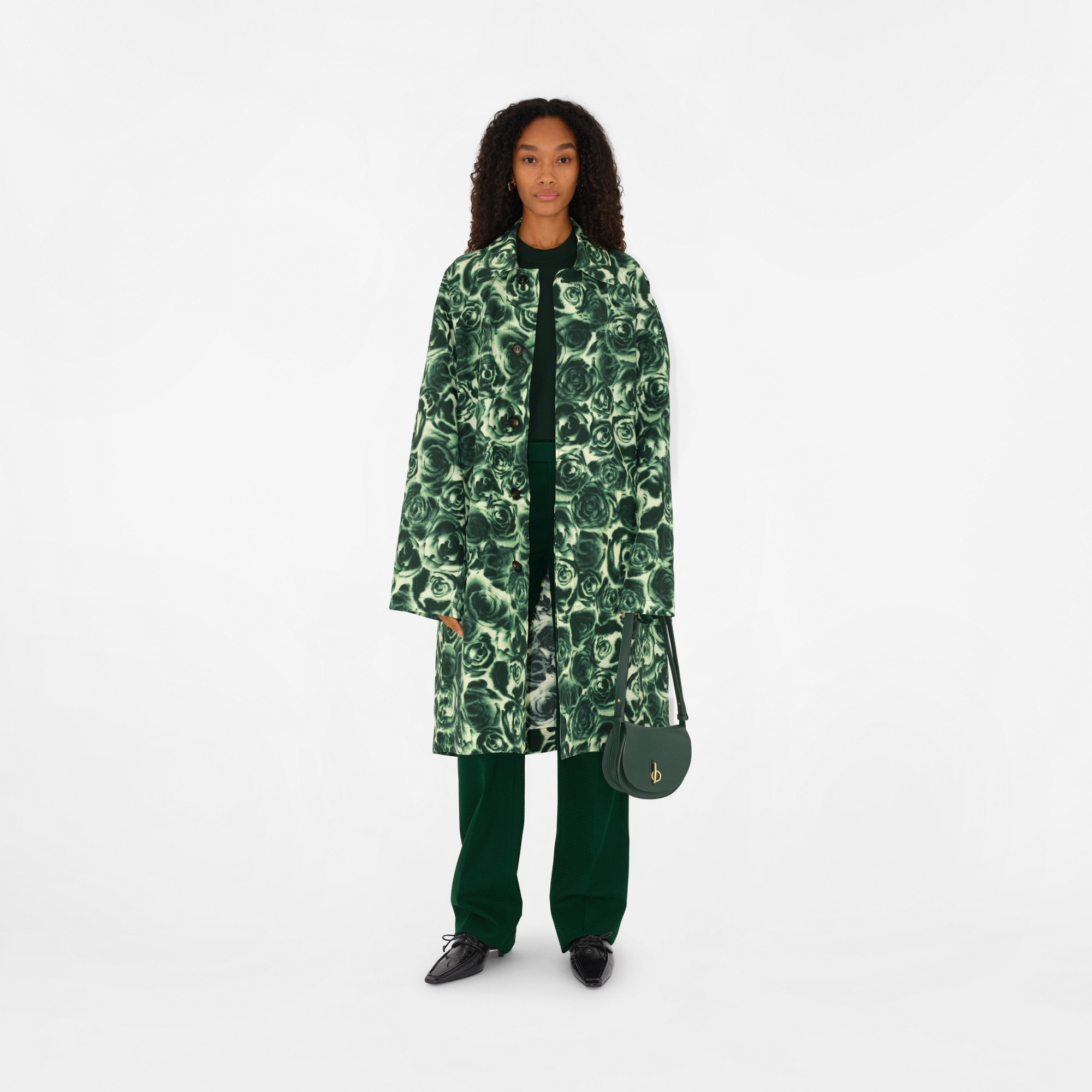 Long Rose Taffeta Car Coat - 2
