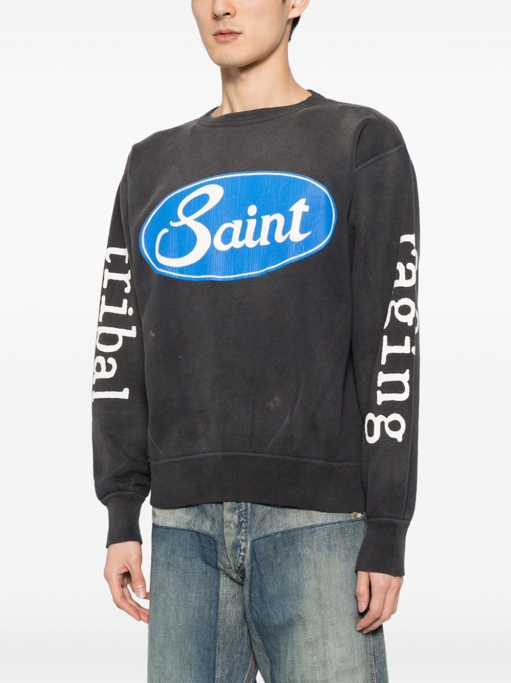 logo-print cotton sweatshirt - 3