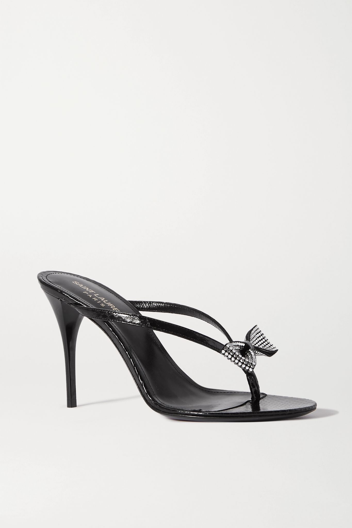 Lexi crystal-embellished croc-effect leather sandals  - 1