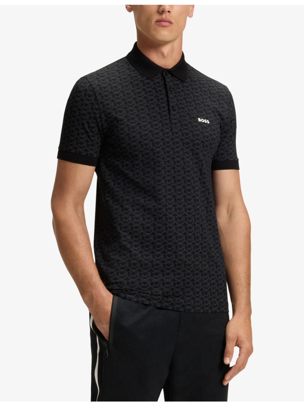 Graphic-Print Logo-Embroidered Stretch-Cotton Polo - 3
