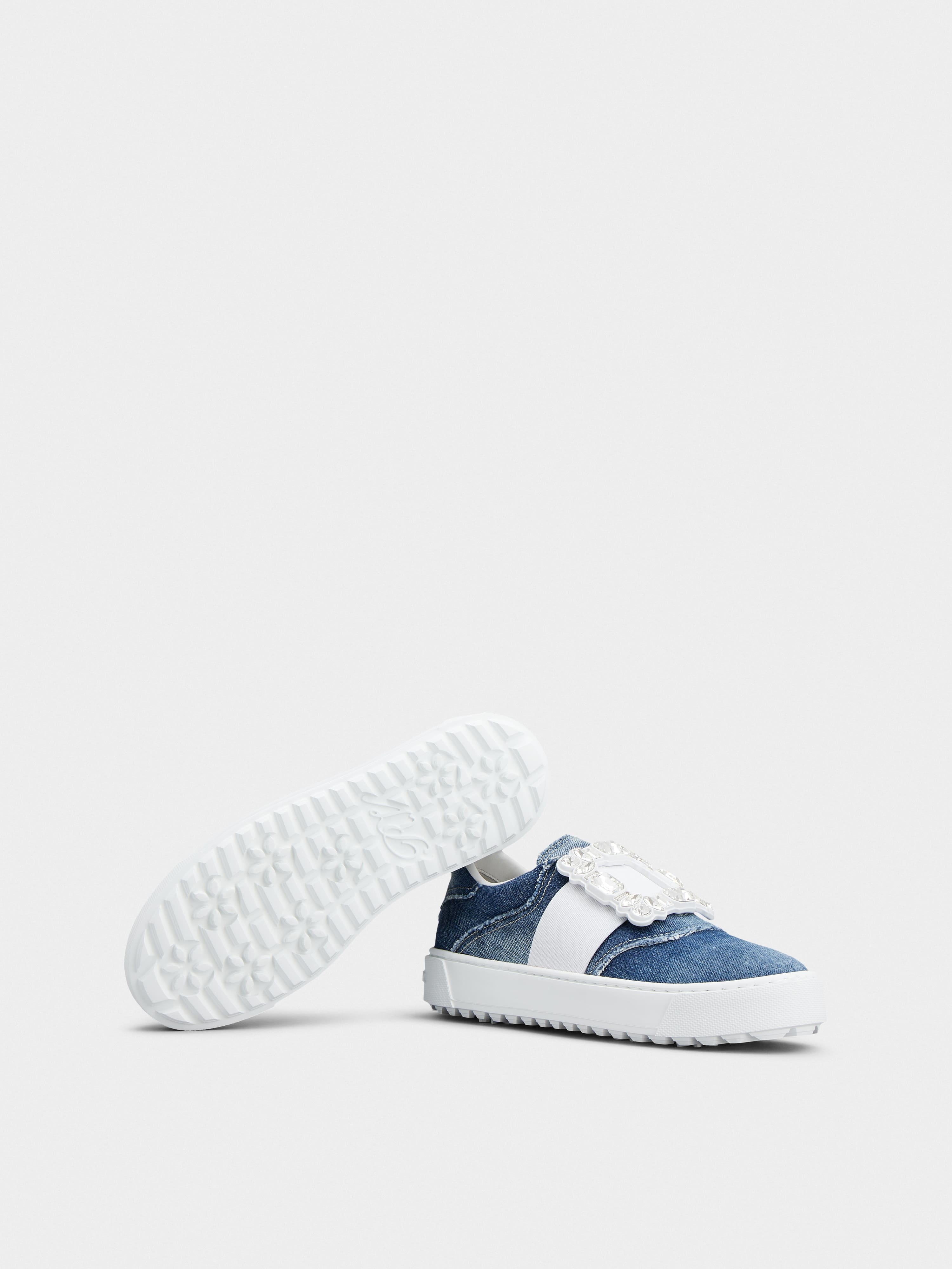 Very Vivier Strass Buckle Sneakers in Denim - 6