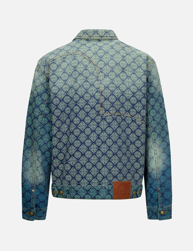 EVISU GRADIENT ALLOVER KAMON JACQUARD AND SEAGULL EMBRODIERY RELAX FIT DENIM JACKET outlook
