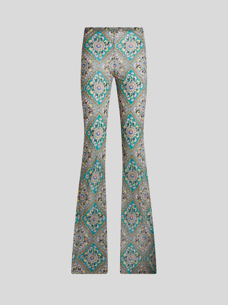 FLARED FLORAL MEDALLION TROUSERS - 1