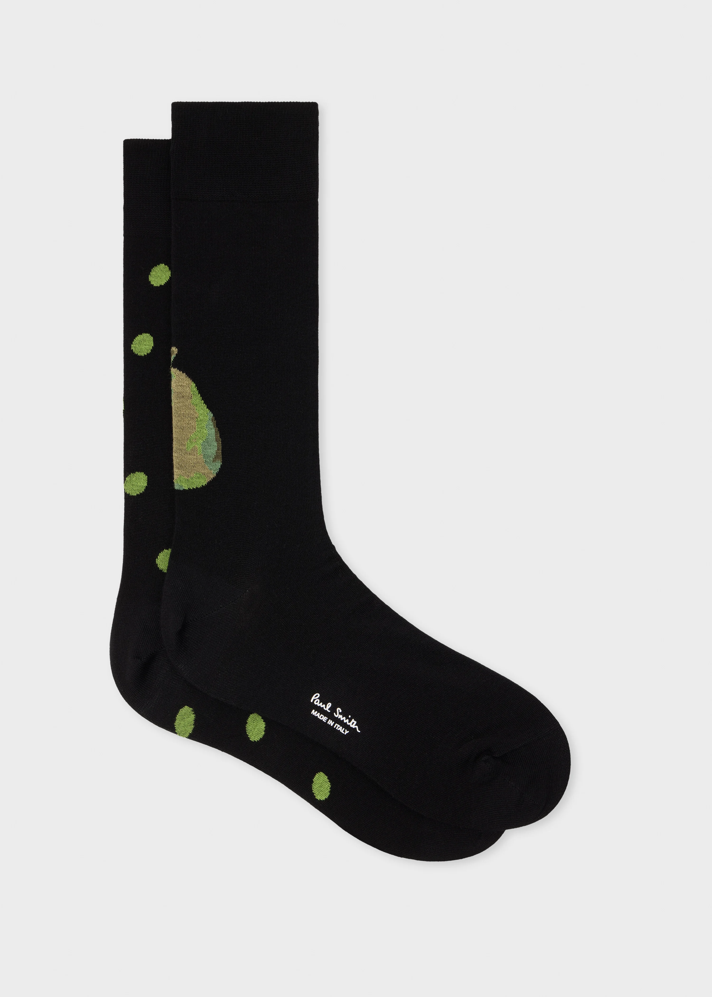 Black 'Pears and Polka Dot' Socks - 1