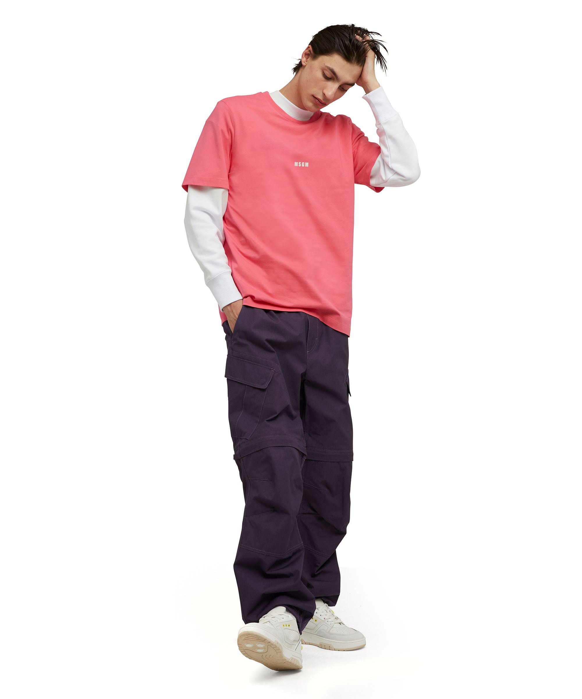 Solid color cotton crewneck t-shirt with MSGM micro logo - 5