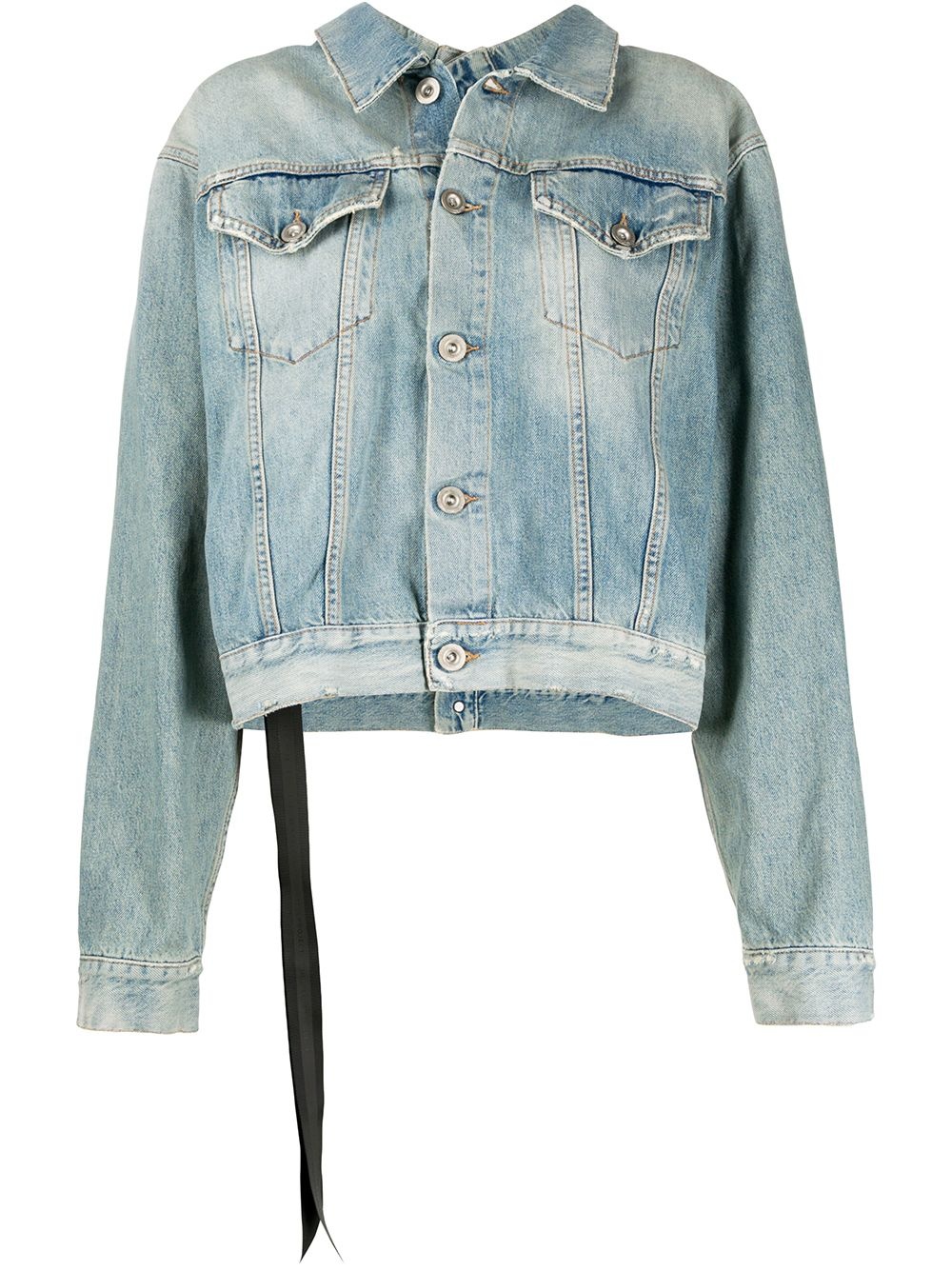 stone-wash backwards denim jacket - 1