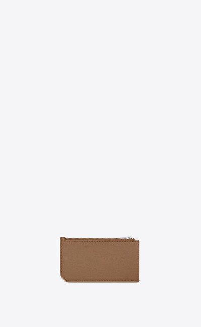 SAINT LAURENT fragments zipped card case in grain de poudre-embossed leather outlook