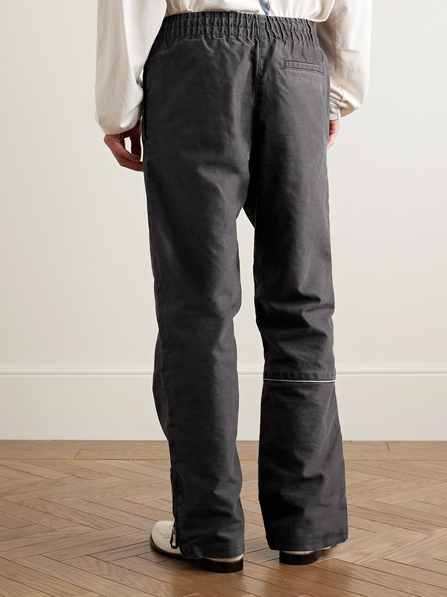 Straight-Leg Logo-Embroidered Panelled Cotton Track Pants Black - 4