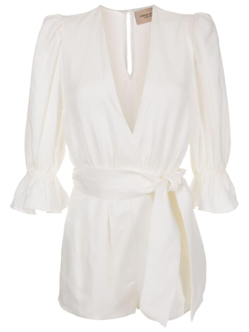 Orquidea Vintage linen-blend playsuit 1