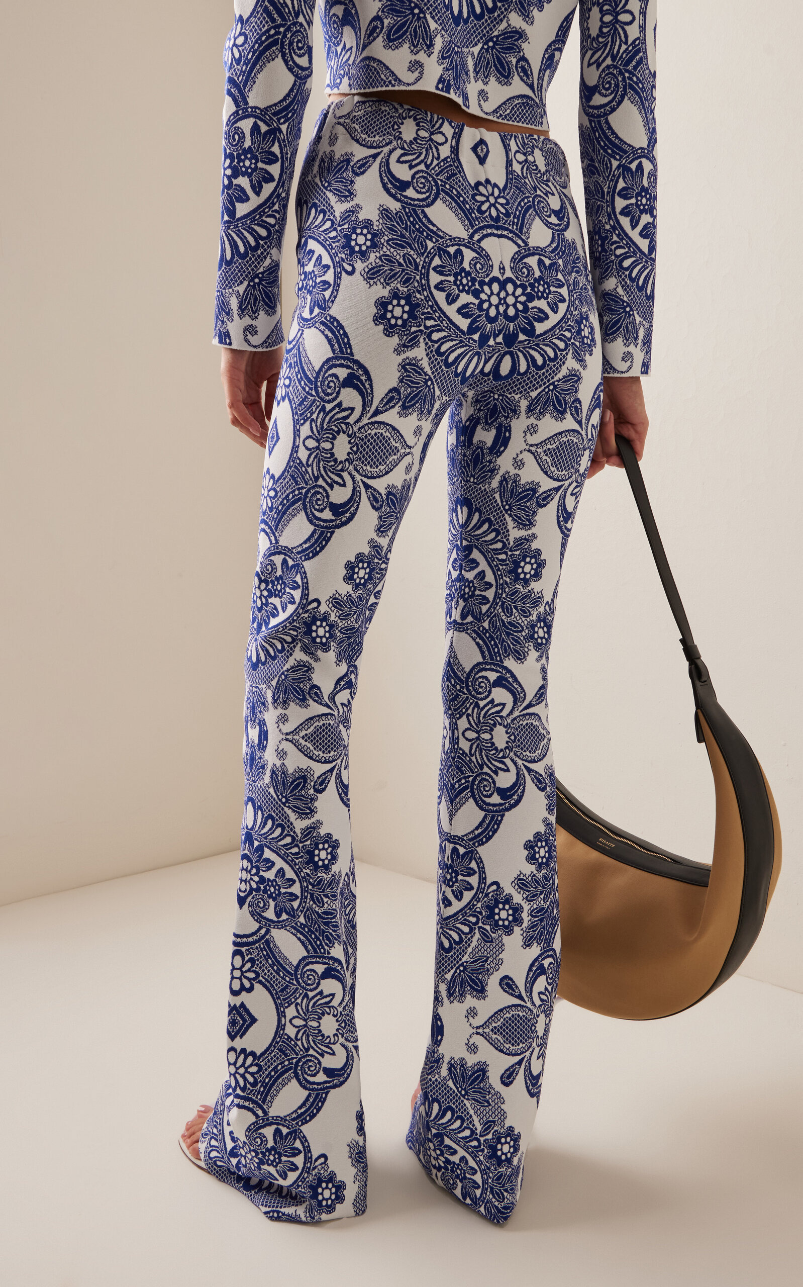 Knit Flare Pants blue - 4