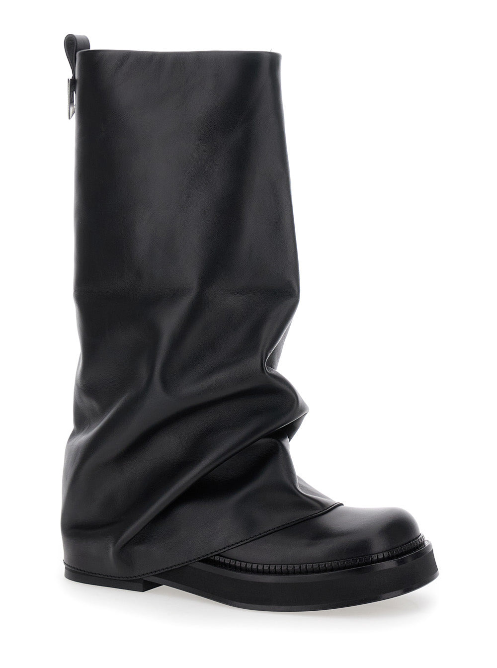 The Attico Women 'Robin' Black Boots With Square Toe And Logo Plaque On The Rear In Leather Woman - 2
