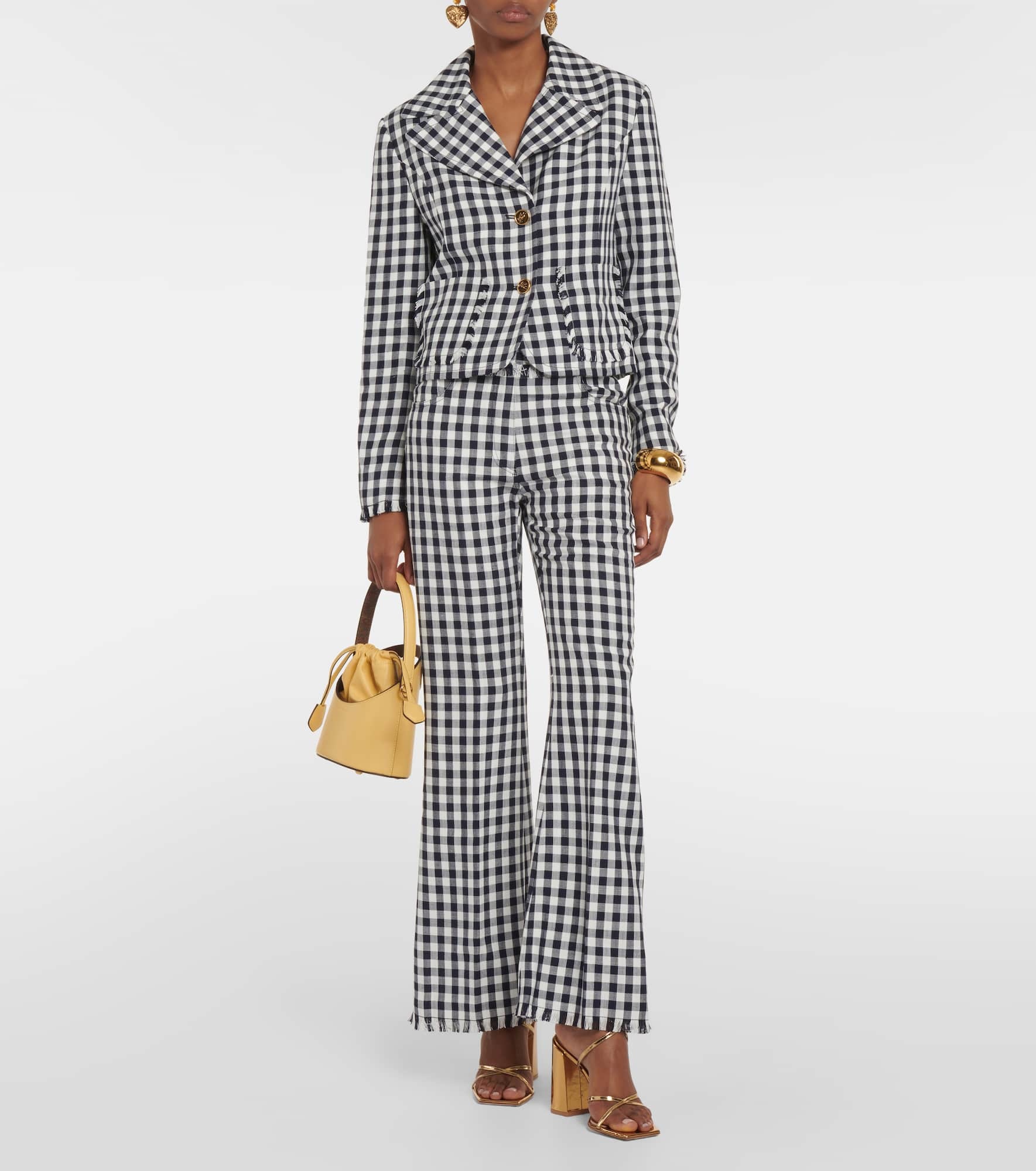 Gingham flared pants - 2