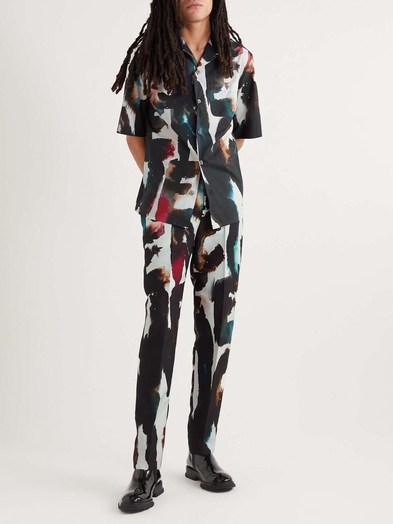 Alexander McQueen Convertible-Collar Printed Cotton-Poplin Shirt outlook