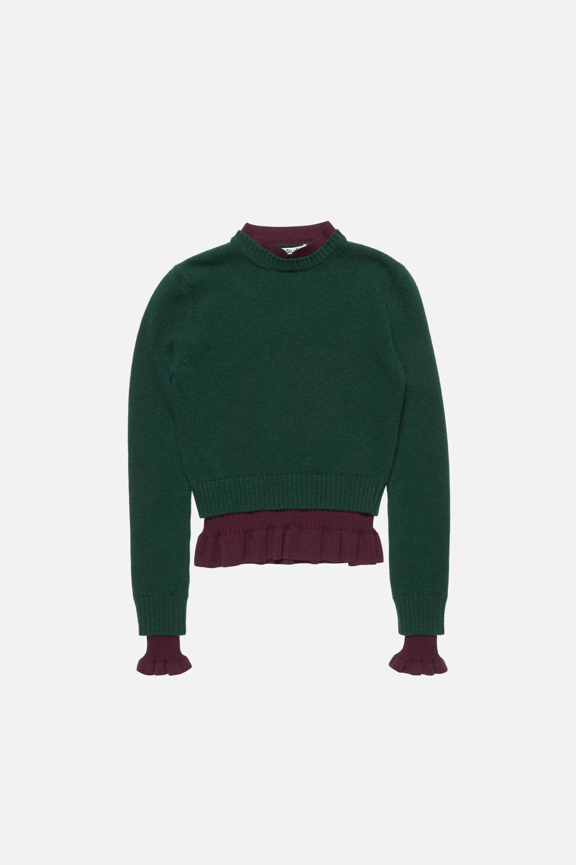 Layered knit sweater - Dark green - 1