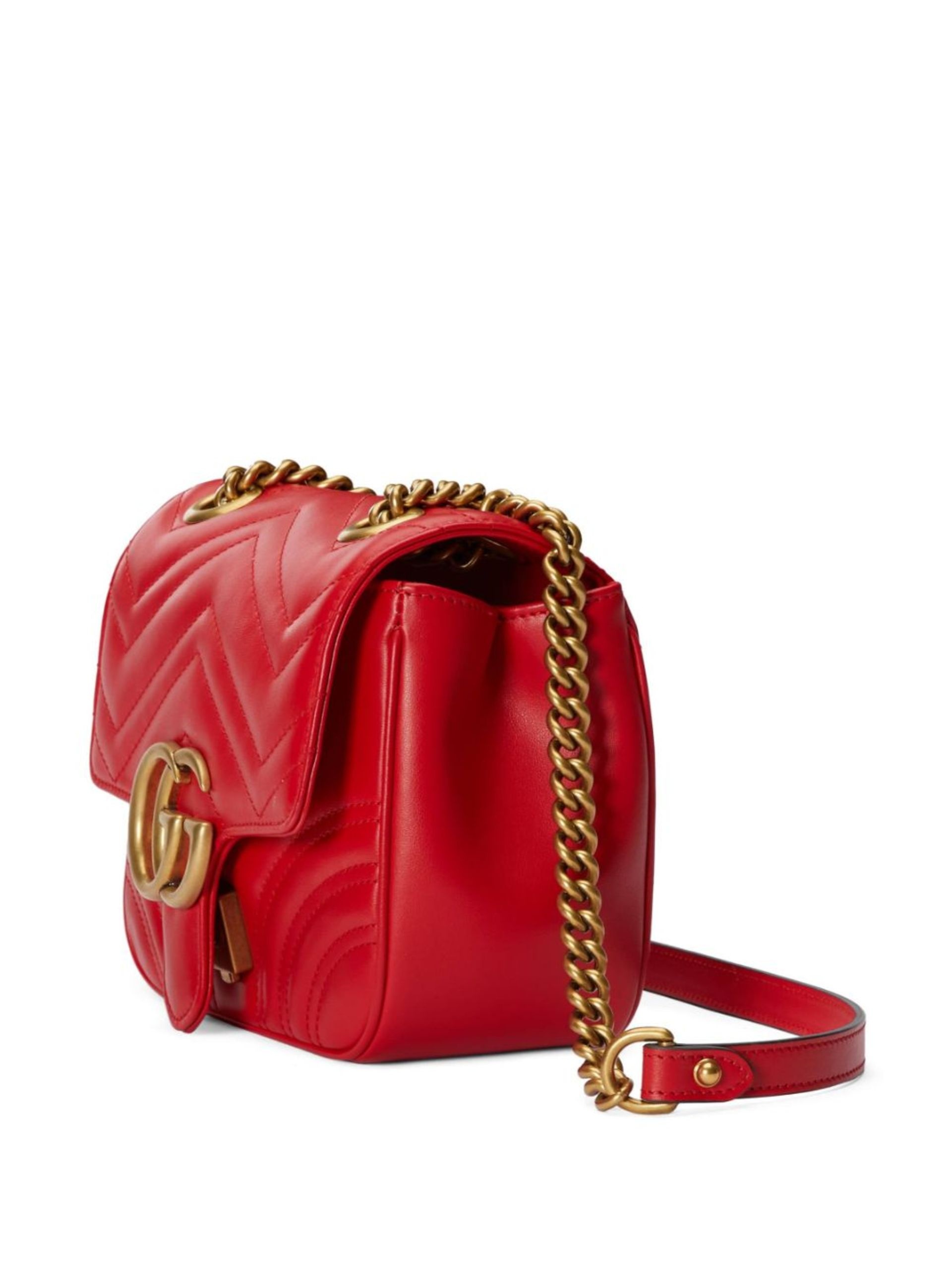 Red GG Marmont Mini Leather Shoulder Bag - 4