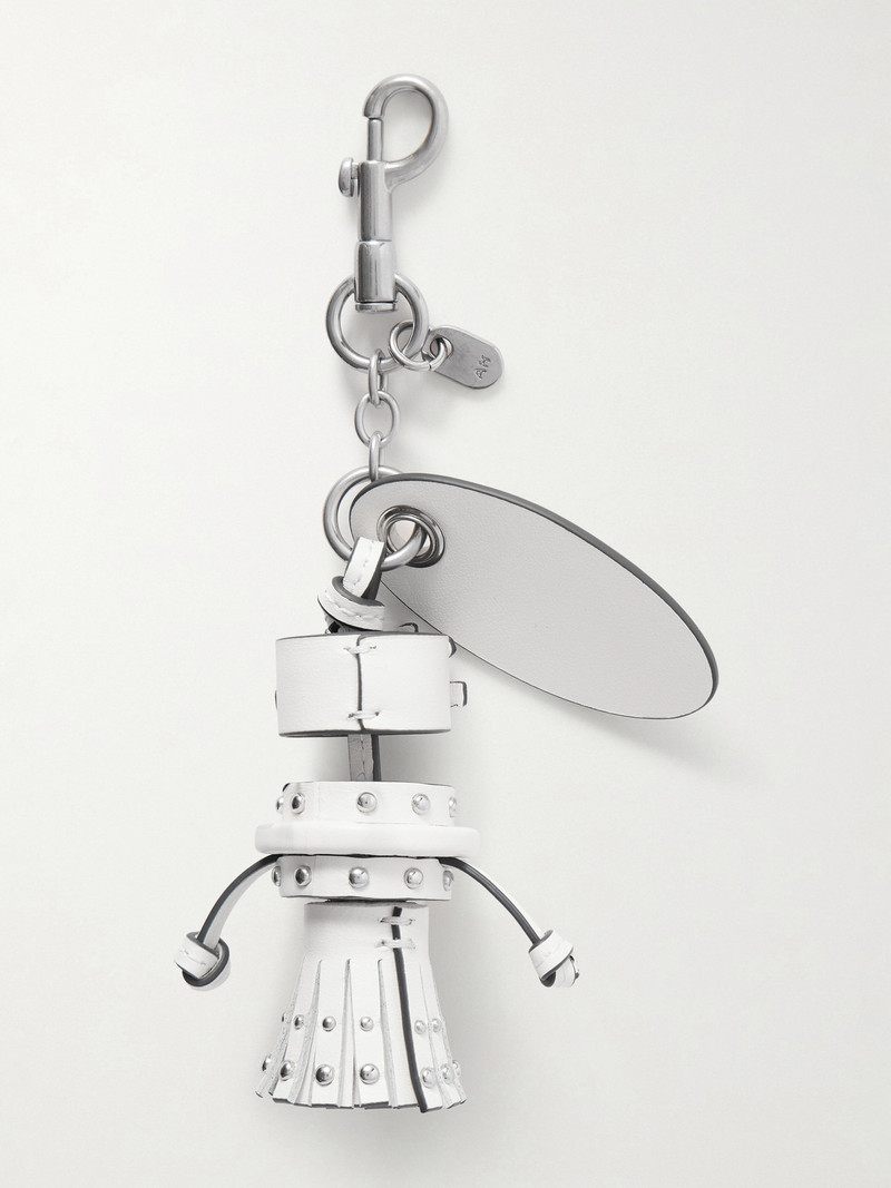 Anya Hindmarch Bride Studded Silver-tone And Leather Bag Charm outlook