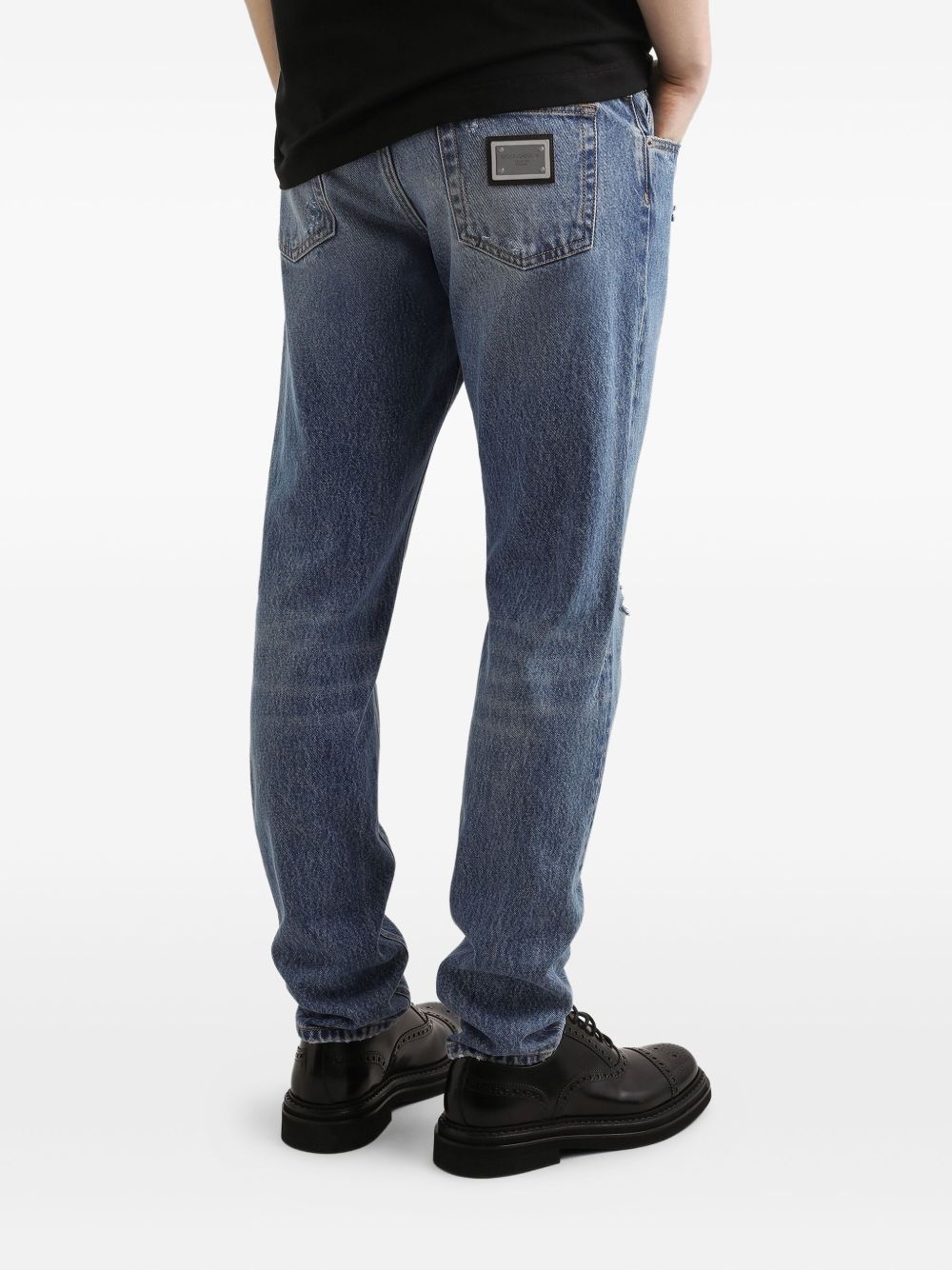 distressed logo-plaque jeans - 4