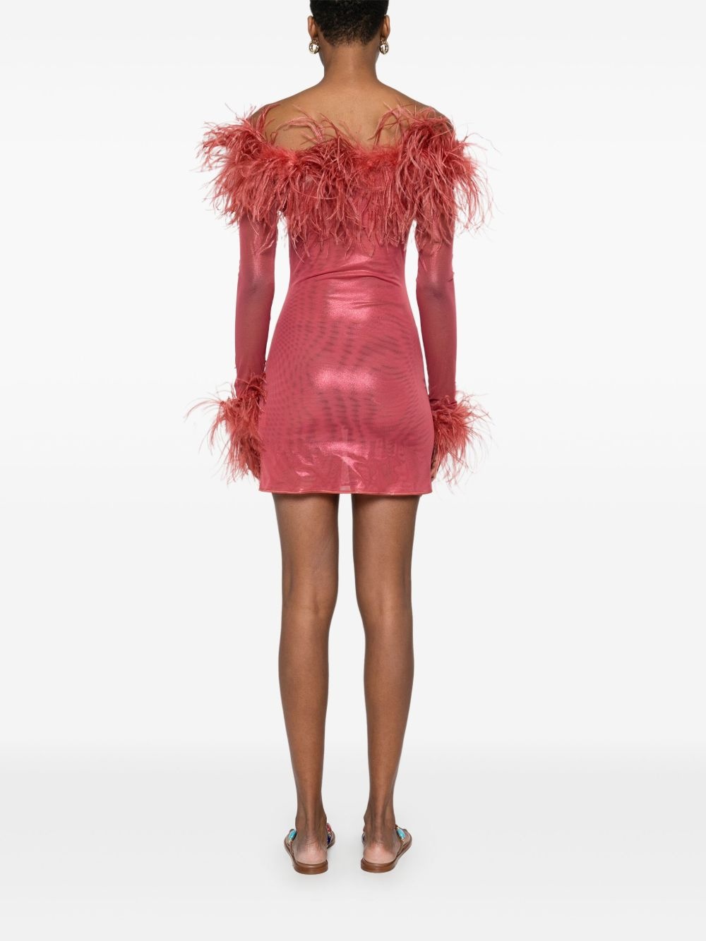 feather-trim mini dress - 4