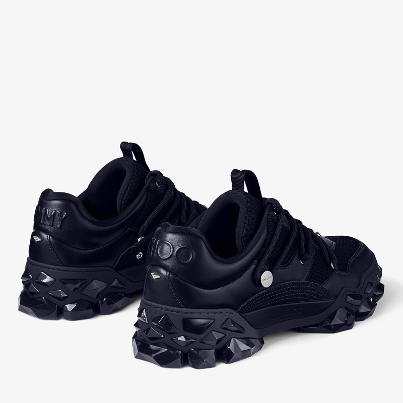 JIMMY CHOO Diamond X M Midnight Leather and Mesh Mix Trainers outlook